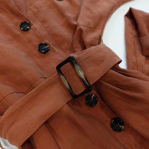 Women’s Topshop Button-Up Belted Boiler Jumpsuit - Picture 4 of 5